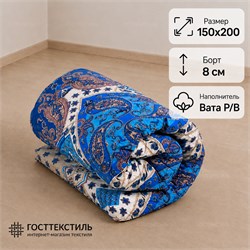 Матрас ватный в размере 150х200 борт 8 см ткань Бязь
