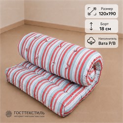Матрас ватный в размере 120х190 борт 18 см ткань ТИК