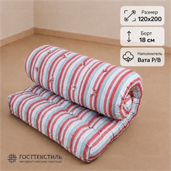Матрас ватный в размере 120х200 борт 18 см ткань ТИК