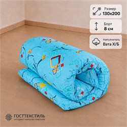 Матрас ватный Х/Б в размере 130х200 борт 8 см ткань Бязь