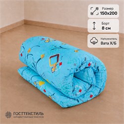 Матрас ватный Х/Б в размере 150х200 борт 8 см ткань Бязь