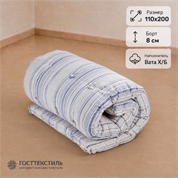 Матрас ватный Х/Б в размере 110х200 борт 8 см ткань ТИК