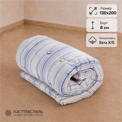 Матрас ватный Х/Б в размере 130х200 борт 8 см ткань ТИК