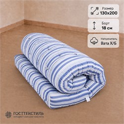 Матрас ватный Х/Б в размере 130х200 борт 18 см ткань ТИК