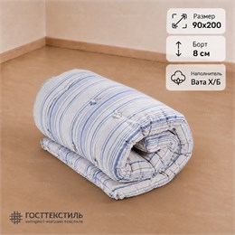 Матрас ватный Х/Б в размере 90х200 борт 8 см ткань ТИК